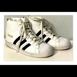 Adidas Original Superstar Up Wedge Women's Leather Shoes sz 8 Cloud White/Blk